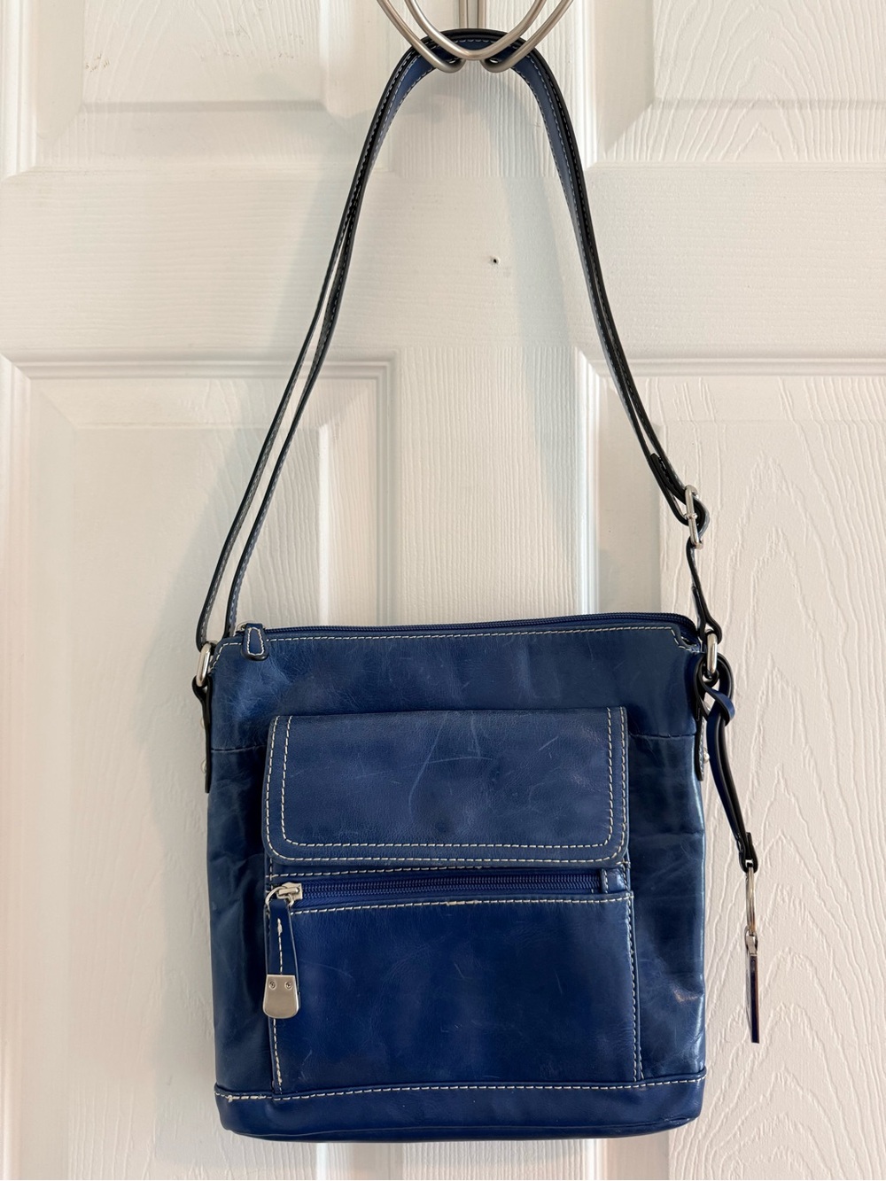 Navy Leather Giani Bernini Bag - Classic Women's Shoulder Bag